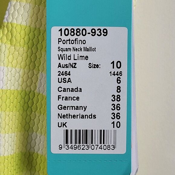 NEW Seafolly Size 6 Green and White Striped One Piece Swimsuit Adjustable Straps - Picture 12 of 16